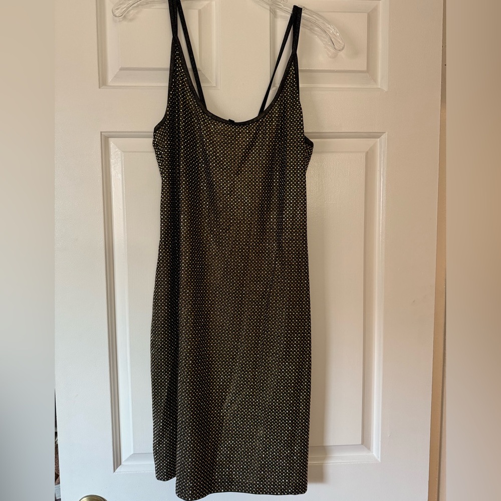 Black and Gold Rhinestone Dress